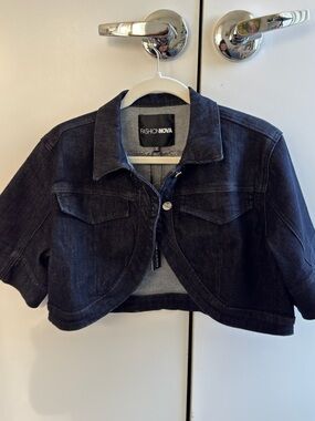 Fashion Nova Dark Indigo Cropped Denim Jacket